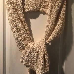 Silky Soft Beige Shawl Wrap Neck Scarf  Hand Crochet Ready to Ship